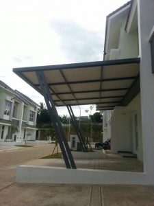 Gambar Kanopi Baja Ringan dengan tiang miring